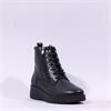 Pepe Saenz Sara Lace Zip Wedge Boot - Black Leather